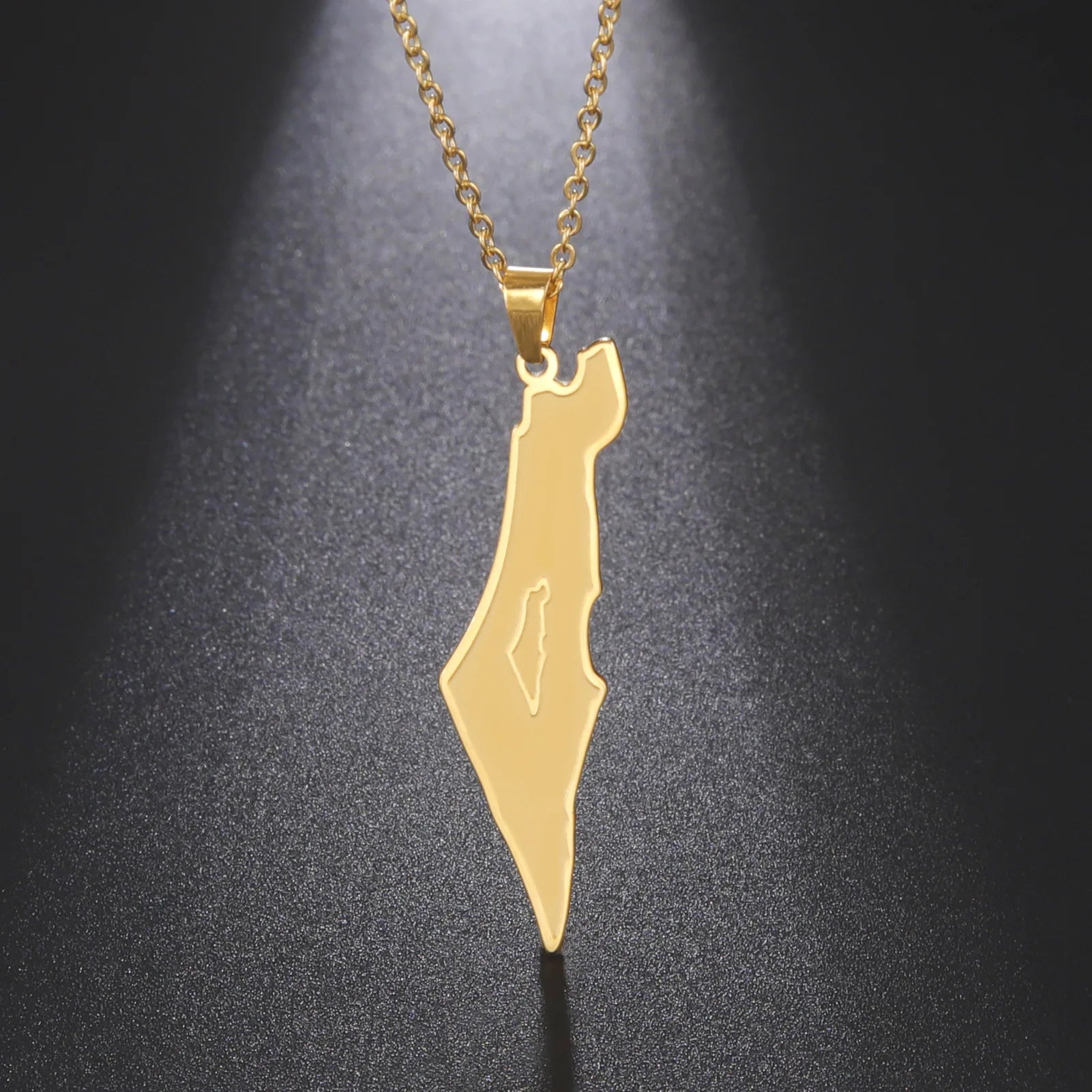 18K Gold Plated Palestine Map Pendant Manufacturer Stainless Steel Link Chain Necklace Silver Plated with Charm