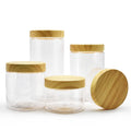 200ml 300ml 400ml 500ml 800ml 1000ml clear Pet Plastic Jar With Wooden Grain Bamboo Lid MegaBDM