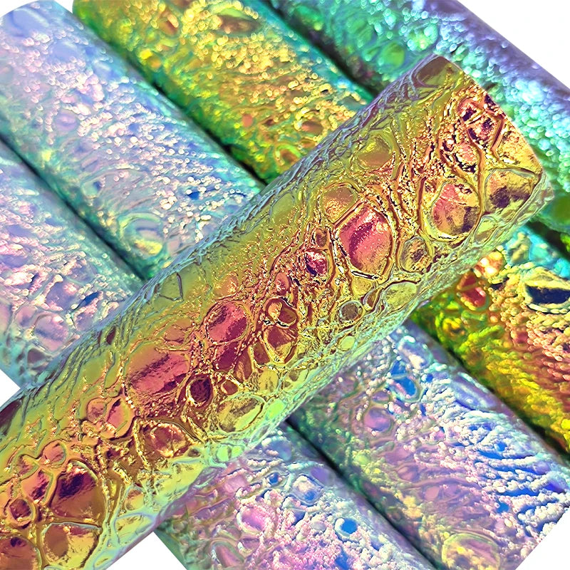0.6mm Holographi Embossed Faux Leather Fabric Synthetic Leather for Diy Making Bag Shoes Crafts