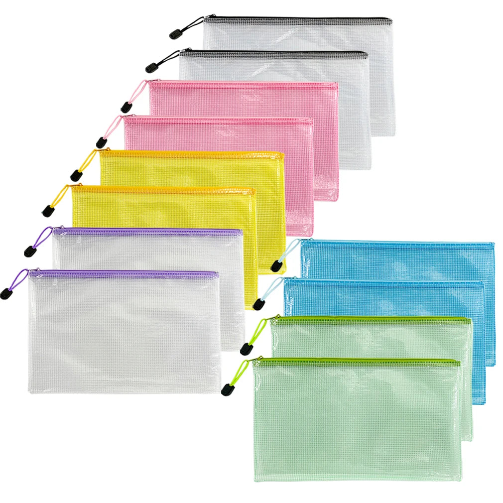Wholesale Pull Side Eco-Friendly Durable Fashion Student Cute test Paper Data Storage File PVC Waterproof Zipper Bag