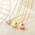 Titanium Steel Fashion Creative Bag Shape 18K Gold Plated Personality Necklace Rose Gold Plated Dainty Bag Shape Necklace