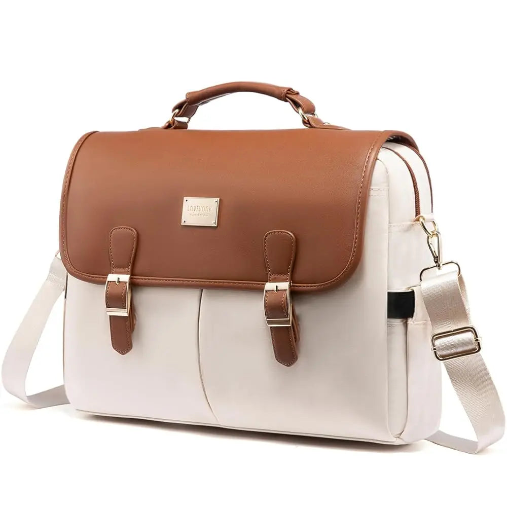 Lovevook High Quality Waterproof Large Office Business Work Bag Ladies Shoulder Messenger Bag Canvas PU Briefcase for Laptop Bag
