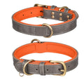 Solid Pattern Cow Leather Neoprene Padded Soft Pet Dog Cat Collar PU Leather Pet Leashes and Collars