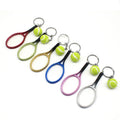 Custom Metal Plastic Tennis Racket Ball Keychain Different Color Tennis Ball Key Chain