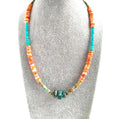 Necklace Made with Orange Spiny Oyster and Blue Turquoise Beads