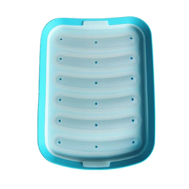 Food Grade Silicone DIY 6 Cavity Sausage Molds With Cover BPA Free Hot Dogs Mold Sausage Holder