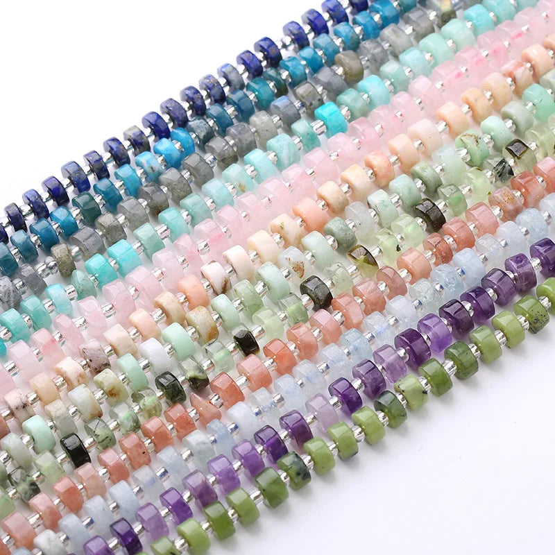Natural Aquamarine Wheel Bead Sunstone Spacer 6*4mm Natural Stone Beads in Stock