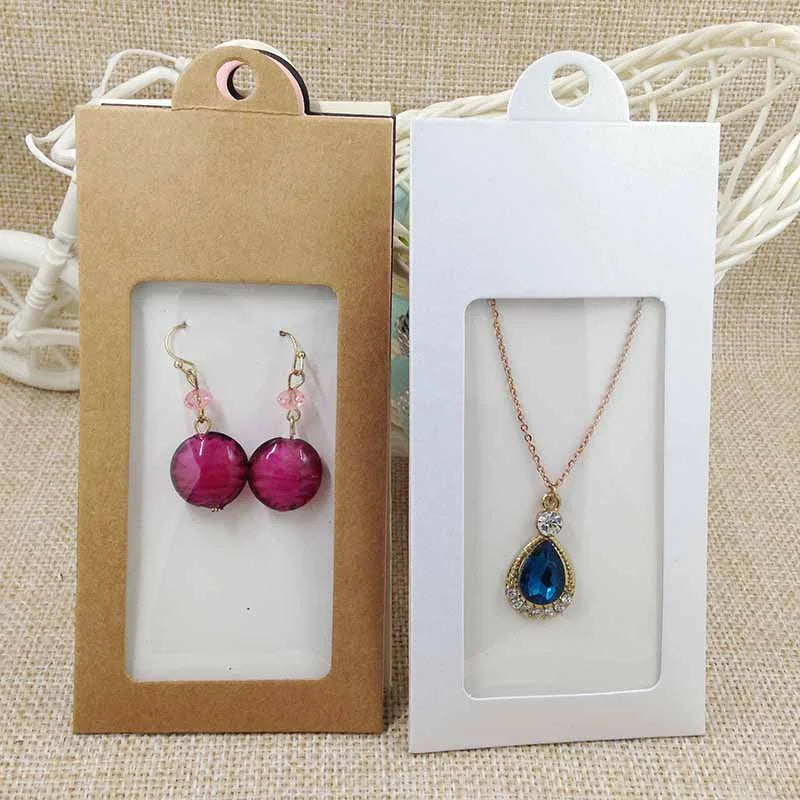Wholesale Kraft Paper hang Show Envelope Shape Necklace Box with Inner Card