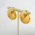 High Polished 18K Gold Plated Stainless Steel Waterproof Nontarnish Jewelry Fashion Half Oval Big Stud Earrings 2023