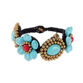 Handmade Bohemian Vintage Turquoise Bracelet Braided Flower Winding Surf Beach for Weddings Anniversaries Parties