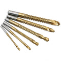 6pcs Drill Bit Set High Speed Steel Wood Punching Slotting Woodworking Tools Multi Function Metal Grooving Tap Twist Drill Bit