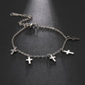 Christian Religious Cross Bracelet 18K Gold Plated High Polish Stainless Steel Women's Dangle Crosses Custom Logo Wholesale