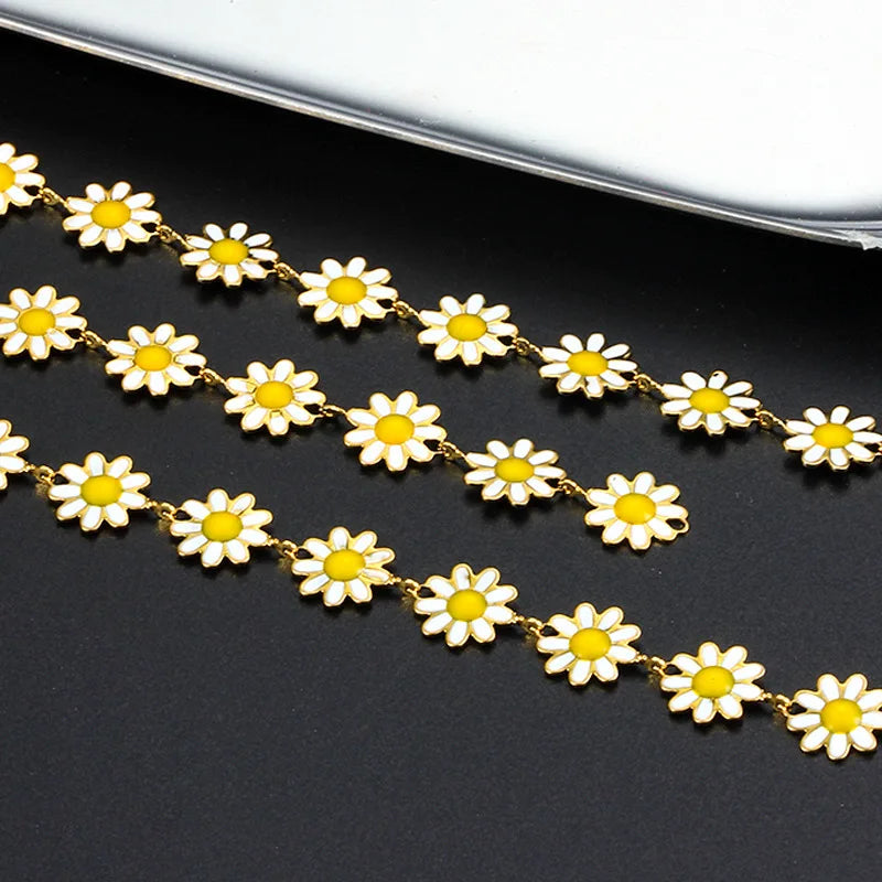 Stainless Steel New Product Gold Dripping Glue Flower Chain DIY Necklace Bracelet Tassel Pendant Fashion Accessories