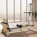 Con Torre Alta Calidad Half Trapeze Wood Pilates Reformer Microfiber Clinical Reformer Pilates with Tower