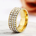 Wholesale Two or Three Rows of Diamond Fashionable Women Men Rings Titanium  Stainless Steel Rings