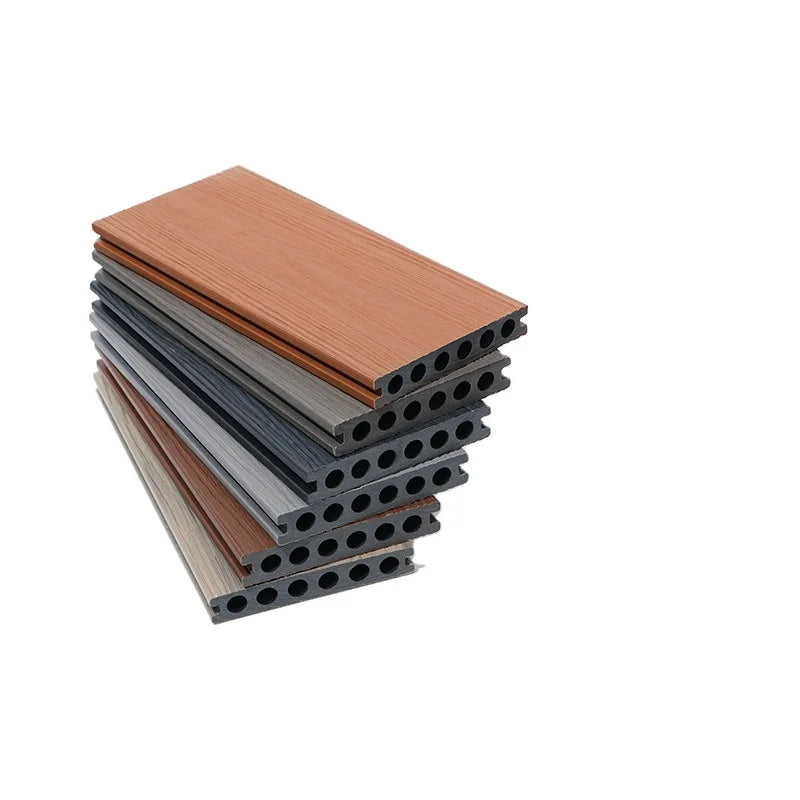 Hollow European Brushed WPC Composite Decking Floor Board 140x25mm Outdoor Waterproof Anti-slip 18mm Thickness 15+ Year Warranty