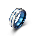 Alin Accessories Trendy Non-Tarnish Men's Wedding Bands or Rings Silver Plated Stainless Steel