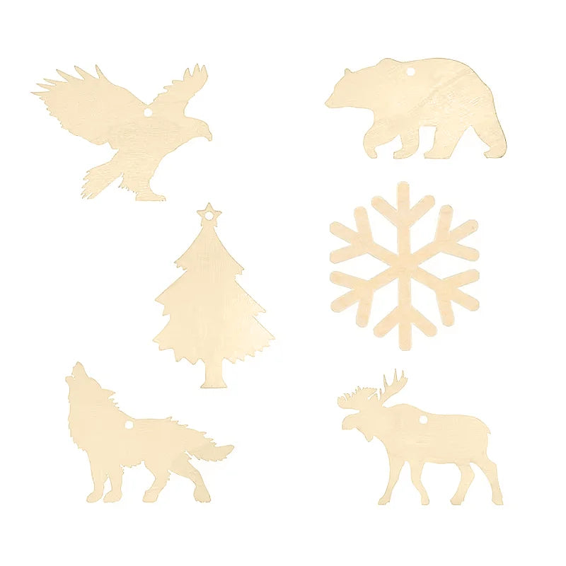 Tailai Art Deco Eco-Friendly Unfinished Wooden Wall Accents Christmas Ornaments Hanging Embellishments for DIY Crafts