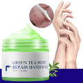 Skin Care Exfoliating Vegan Foot Hand Whitening Crema De Para Manos Hand Cream Paraffin Green Tea Nourish Hand Mask 50g