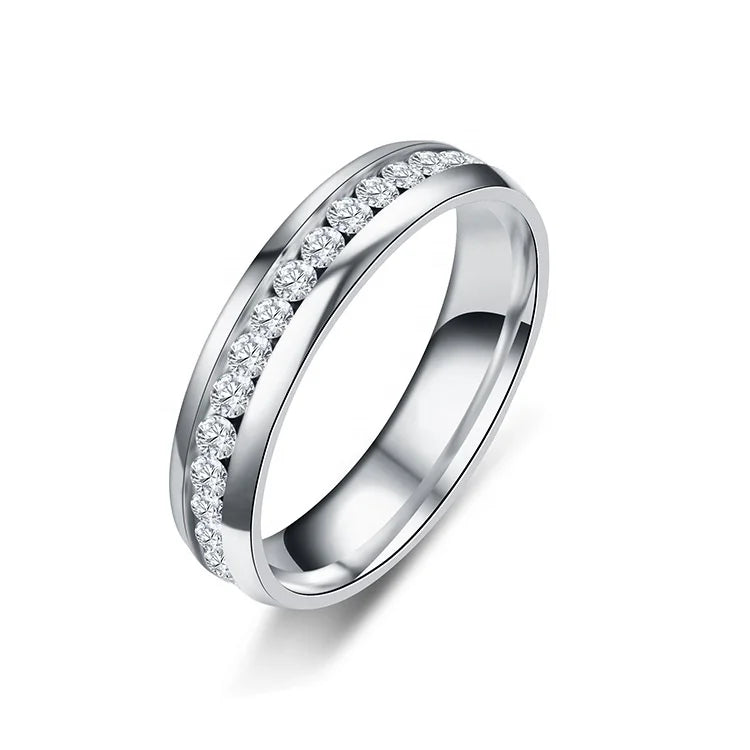 SC New Hot Size 6-13 6MM Chunky Couple Rings Fashion Full Drill Stainless Steel Rings Delicate Wedding Diamond Rings