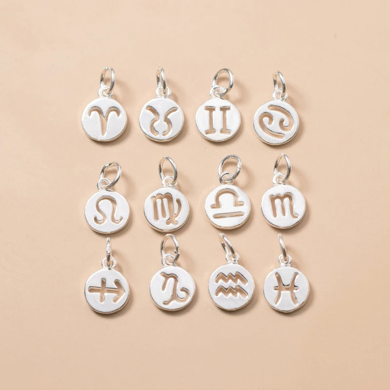 Fashion 925 Silver 12 Zodiac Signs Charms for Bracelet Necklace Jewelry Making