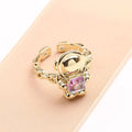 Colored Crystal Astronaut Ring Open Adjustable Diamond Crystal Spaceman Ring Wholesale Silver Plated Punk Ring For Women