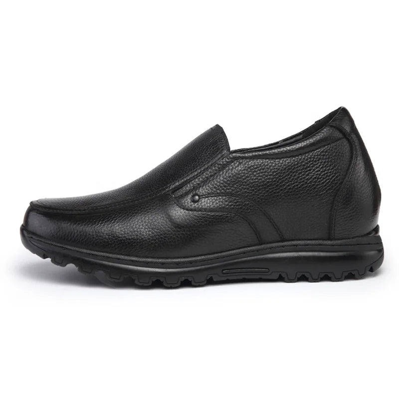 Wholesale Men's Casual Genuine Leather Shoes 2.8-Inch Taller Height Increasing Hidden Elevator Spring Winter Use Rubber Insole