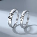 Romantic Silver Plated Boy and Girl Couple Rings for Women Men Wedding Engagement Ring Jewelry Long Distance love Ring