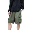 Men's Casual Short Cargo Pants Multiple Pockets 100% Cotton Loose Fit Drawstring Closure Mid Waist Shorts Casual Wear