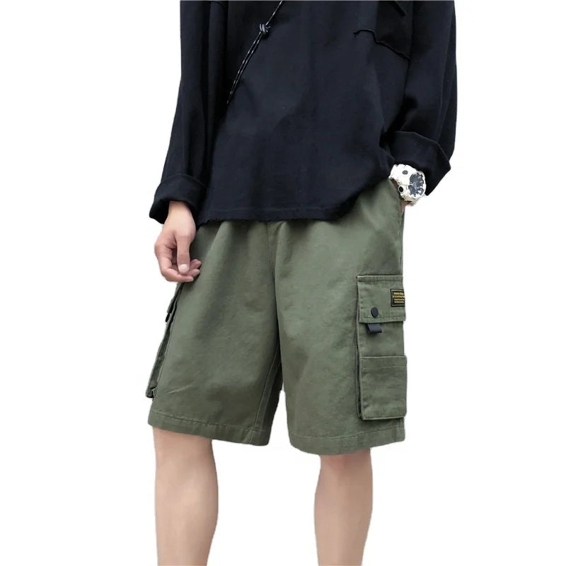 Men's Casual Short Cargo Pants Multiple Pockets 100% Cotton Loose Fit Drawstring Closure Mid Waist Shorts Casual Wear