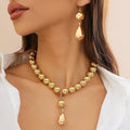 2024 Fashion Jewelry Exaggerated Round Bead Necklace Women's Jewelry Bead Choker Metallic Water Drop Collar Necklaces Jewelry