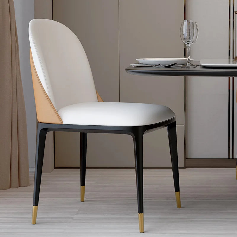 Modern Minimalist Italian Style Dining Chair Postmodern Light Luxury Nordic Solid Wood Double Backrest Fabric Upholstery