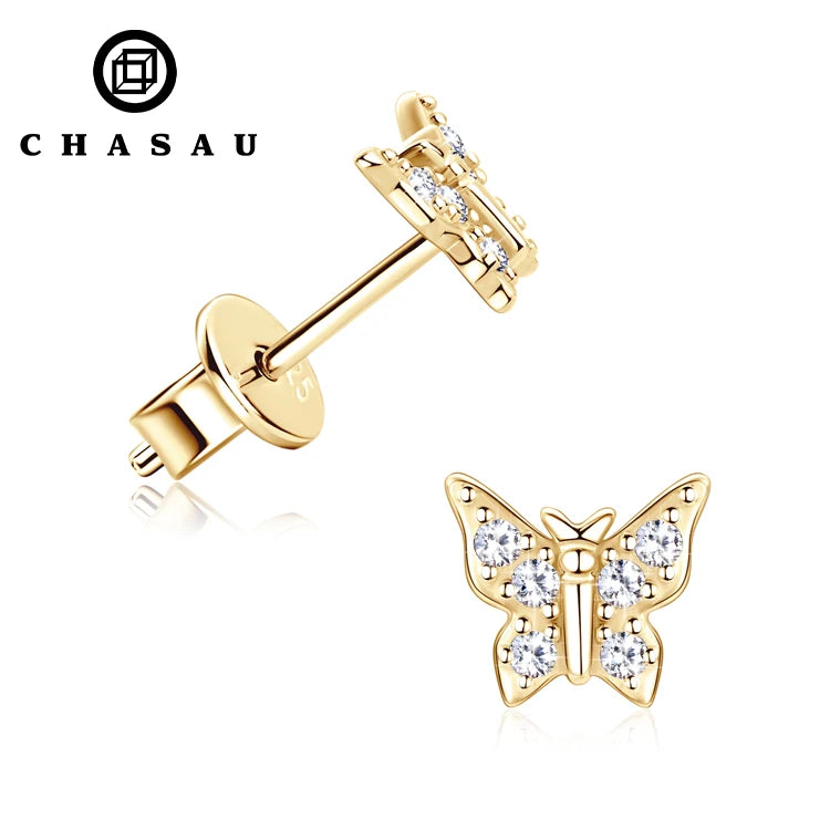 New Arrival D Color Moissanite Original 925 Sterling Silver Earrings Cute Bling Butterfly Stud Earring for Women