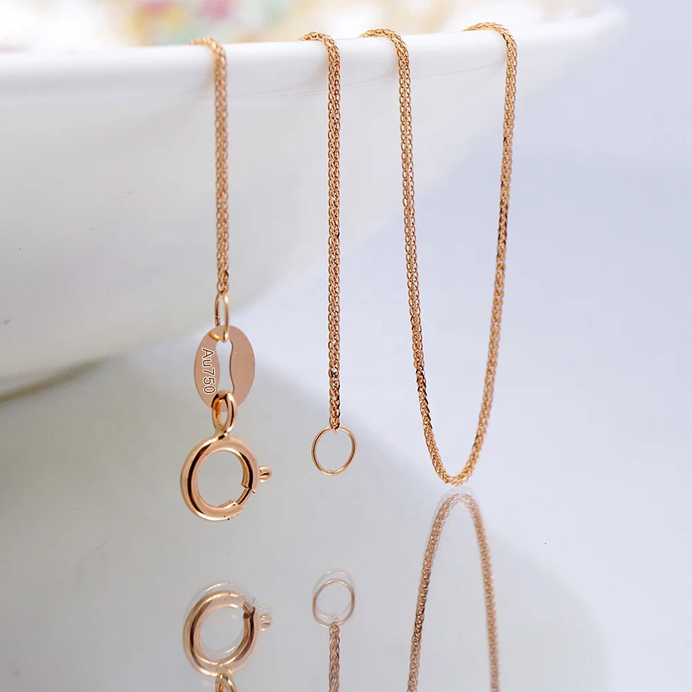 Au750 Hot Selling Genuine Gold 18 Karat Necklace Pure Gold Wheat Chain Necklace