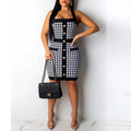 2025New Arrival Summer Clothing Sleeveless Houndstooth Short Mini Dress Bodycon Ladies Tight Dresses