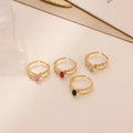 18K Gold Ruby Zircon Ring Inlaid Original Chain Ring Female Retro Fashion Jewelry Rings