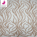 HY2223  African 3D Pearl Rose Gold Sequin Lace Fabric With Beads Fashionable Ladies Evening Dress Decoration Material