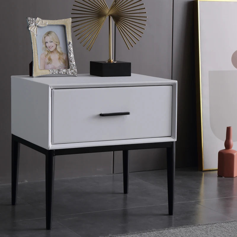 HANYEE 2022 Hot Sale New Bedroom Empty White Side Table Rectangular  Bedside Table Nightstand