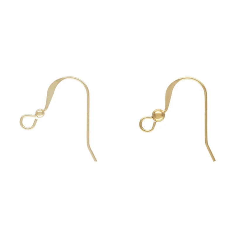 Fashion Flattened Ear Wire with 3.0mm Bead Women Permanet Gold Filled Jewelry Earring Hook