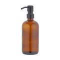Hot Sale Amber Glass Bottle 500Ml Glass Dispenser Pump Bottle Stainless Steel Lotion With Matte Black Color Pump
