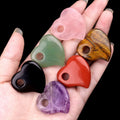 Purple Pink White Crystal 30mm DIY Children's Jewelry Pendant Large Crooked Hole Peach Heart Tiger Eye Stone Classic Fashion