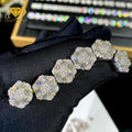 Hot Sale Fine Jewelry Nature Flower Shaped Iced Out Design 925 Silver Romance Women Elegance Moissanite Stud Earrings