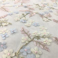 Istanbul Luxury Bridal Wedding Woven Weft 3D Pink Flower Embroidery Tulle Lace Fabric
