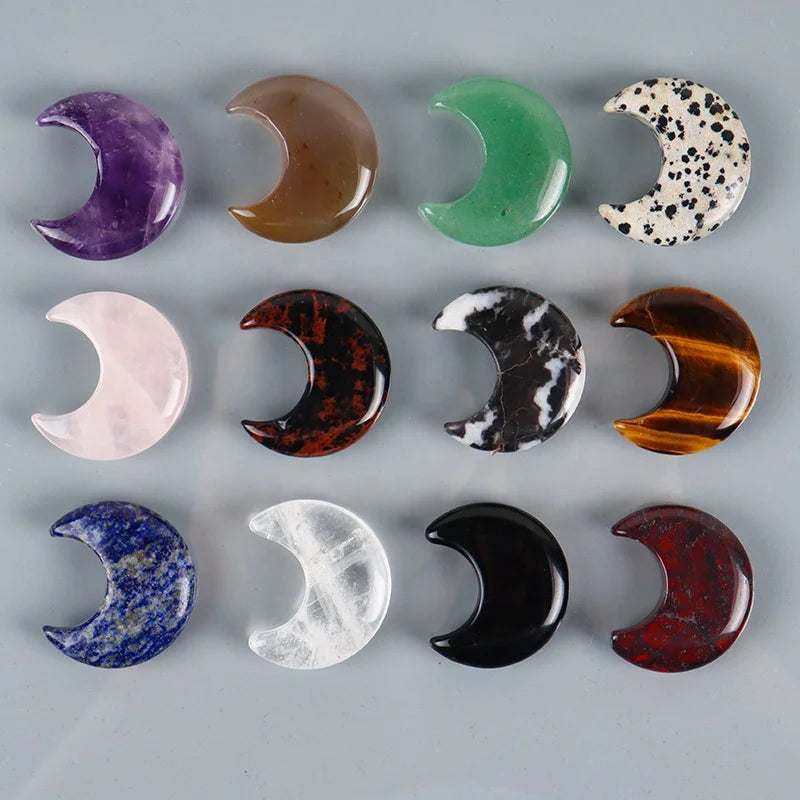Wholesale Natural Stone Crystal Agate Rose Quartz Moon Shape Ornaments Gemstone Crafts Ornaments Handicraft Decorative Accessory