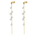 RINNTIN GPE08 Handmade Personality Branch Tassel Earings 925 Sterling Silver 14k Gold Plated Cultured Pearl Earrings for Women