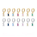 Fashion Jewelry Christmas Earrings 925 Sterling Silver Small Dangle Earring Colorful Square Zircon Gold Plated Hoop Earrings