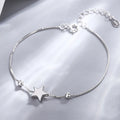 Simple 925 Sterling Silver Star Charm Bracelet Women Five-Pointed Star Box Chain Silver Rhodium Plating Engagement Anniversary