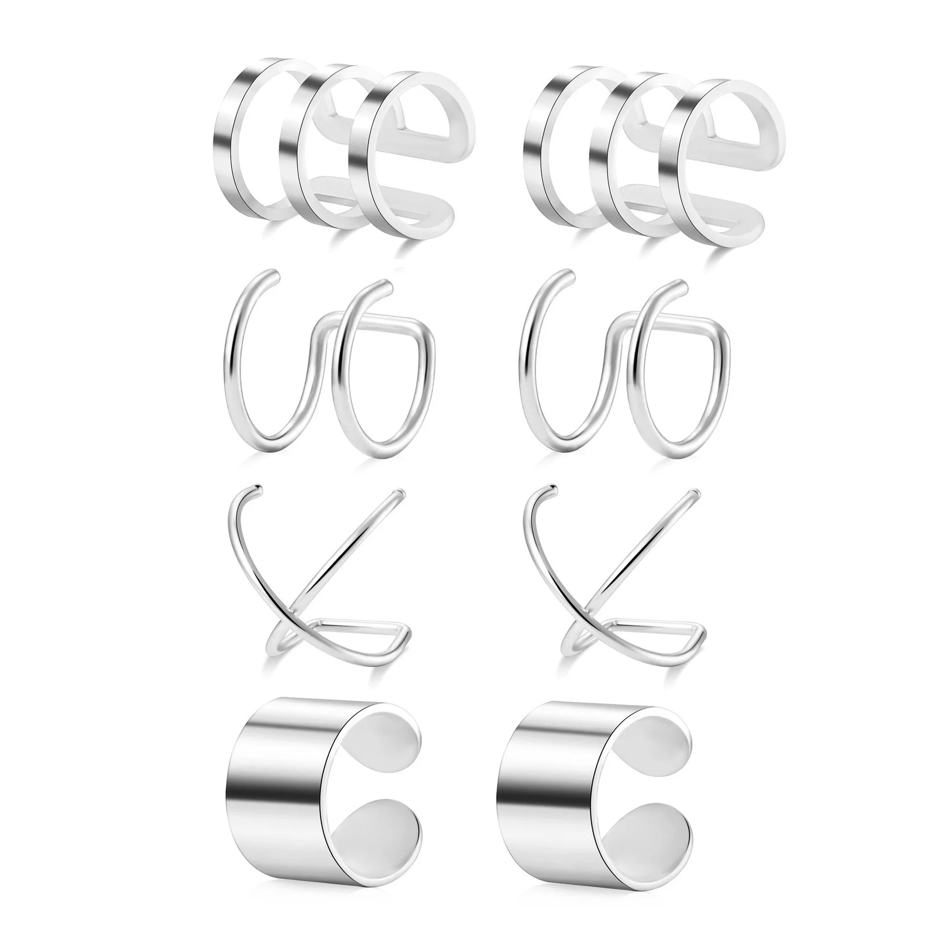 Adjustable Stainless Steel Ear Cuff Geometric Helix Cartilage Clip-on Wrap Earrings Non-Piercing Ring for Men Women Fashion