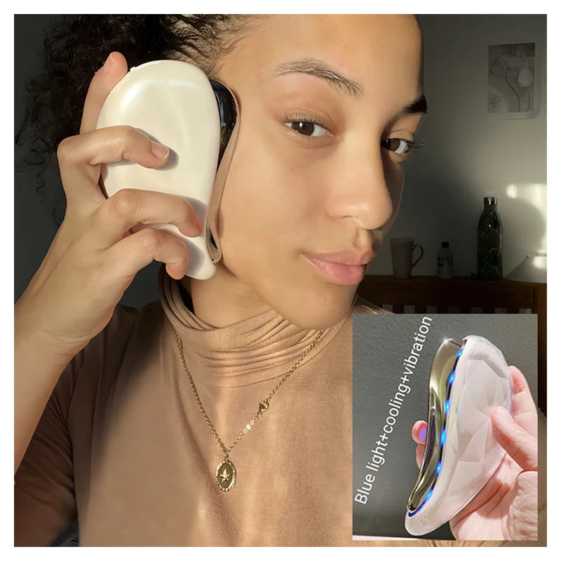 Electric Gua Sha Face Sculpting Tool Heat Cold Anti-Aging Wrinkles Removal Face Massager with Lift Device for US & IT Plugs