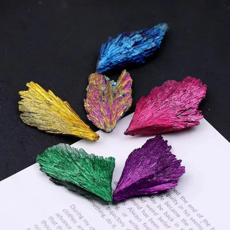 Wholesale Natural Electroplated Feather Tourmaline Crystal Model Stone Shape Feng Shui Souvenirs